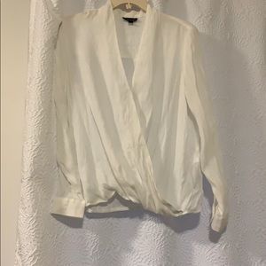 Topshop White blouse with plunging neckline